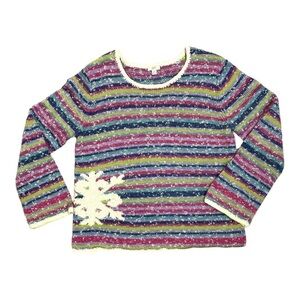 -J.Jill  Rainbow Snowflake Sweater